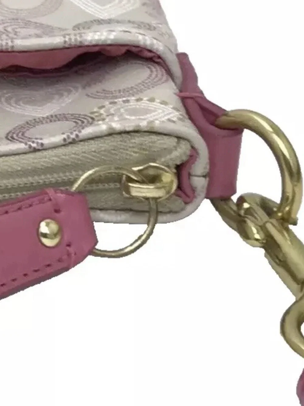 Y2K Coach Signature Logo Pink Hearts Crossbody Shoulder Bag Purse